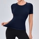 thumbnail image 4 of Camiseta de Manga Corta de Yoga para Mujeres Color Sólido Moda Casual Respirable Apretado Deportivo de Alta Elasticidad Camiseta de Carrera de Manga de Raglan Cuello Redondo Top de Manga Corta de Muj, 4 of 4