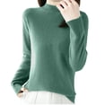 thumbnail image 3 of Aboser Womens Basic Sweaters Thin Mock Neck Pullover Sweater Comfy Soft Long Sleeve Knitwear Solid Color Basic Shirts Stretchy Knitted Jumper Tops Green XL, 3 of 4