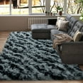 thumbnail image 6 of SARAG Rugs For Living Room 5x7ft, Alfombras Para Salas Shag Large Plush Soft Area Rug, Shaggy Carpets For Bedroom, Kids Boys Girls Home Decor Tie-Dyed Stripes Black And Gray, 6 of 12