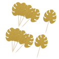 thumbnail image 1 of 10pcs Glitter Tropical Hoja De Papel Magdalena Pick Topper Decoración - , tal se describe Oro Colcomx cupcake pick decoración, 1 of 8