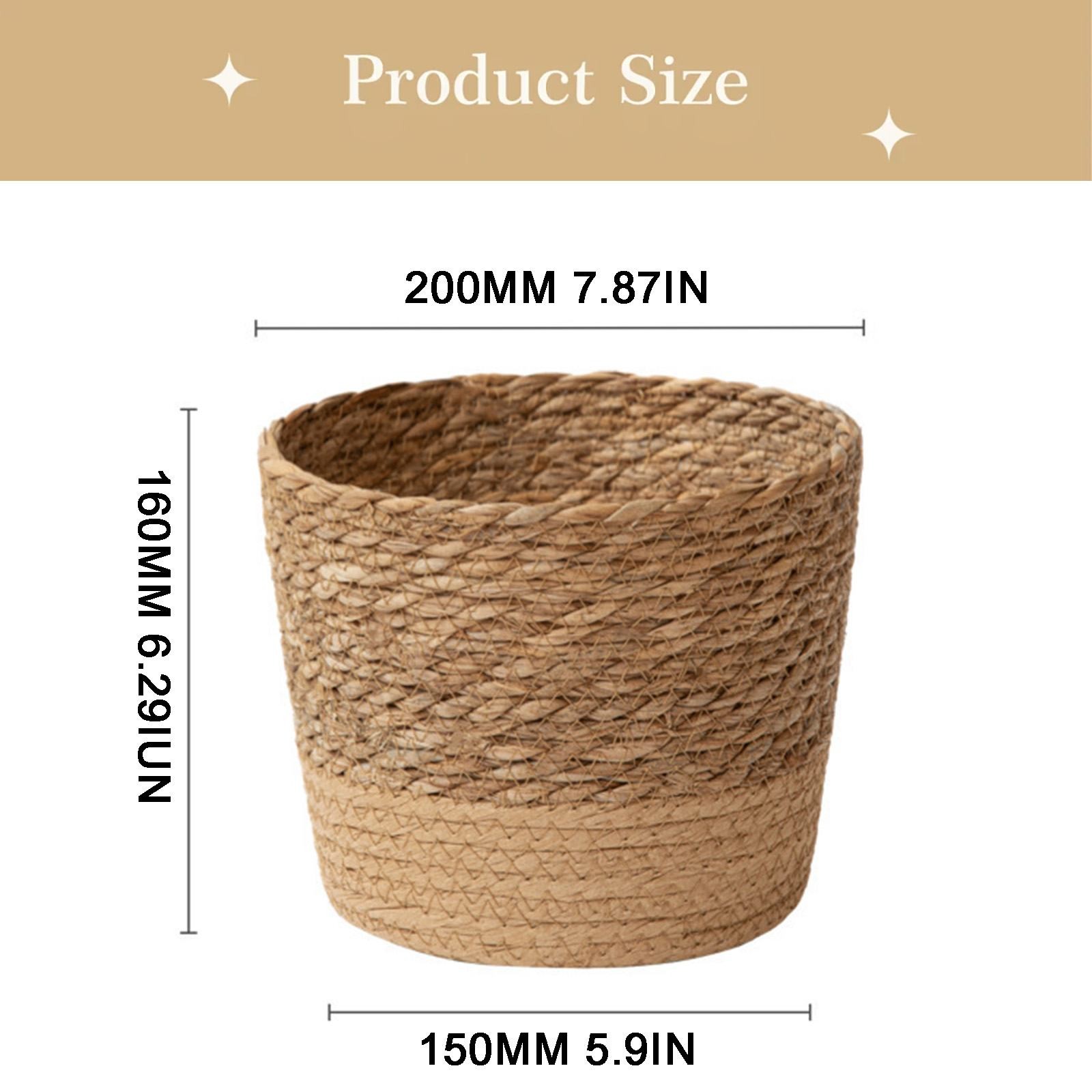 ZLBDYG Woven Rice Straw Flower Pot Basket with Garden Container Design, Wicker Rattan Vase and Sundries Organizer for Indoor Outdoor Plant Display with Natural Layered Construction