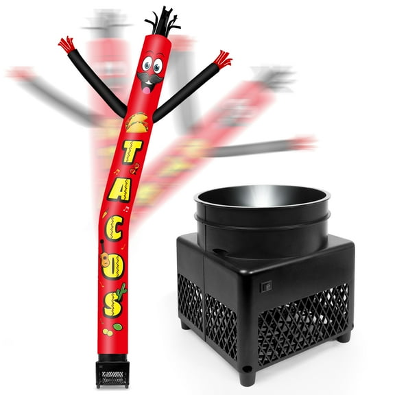 6FT Tacos Inflatable Tube Man with Weather-Resistant Blower (5.5'' Diameter) and Built-in LED - Wacky Waving Dancing Guy for Business Advertising Promotion