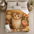 thumbnail image 5 of Charming Ginger Tabby Kitten Among Vintage Blooming Roses, Cozy Botanical Garden Scene, Warm Flannel Blanket for Living Room and Bedroom, Cat Lovers Just Because Gift, Botanical Home Decor, 5 of 9