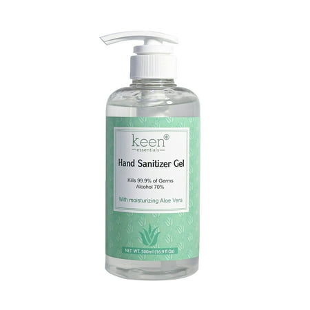 KEEN Hand Sanitizer Gel 70% Alcohol with Aloe Vera (500 ml, 16.9 fl oz)