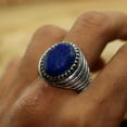 thumbnail image 3 of Lapis Lazuli Ring, 925 Sterling Pure Silver Ring, Handmade Ring, Silver Ring, Silver Band Ring, Statement Ring, Anniversary Gift For Her/Him, 3 of 3