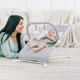thumbnail image 2 of Baby Delight Highland Baby Bouncer | Infant | 0 – 6 Months | 3-Position Recline | Pebble Grey, 2 of 5
