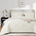 thumbnail image 2 of Flymme Full Size Comforter Sets 7 Pieces Bed in a Bag Khaki Bed Set Soft Microfiber Complete Bedding Sets with Stitch Quilted Comforter, Flat Sheet, Fitted Sheet, Pillowcases, 2 of 9