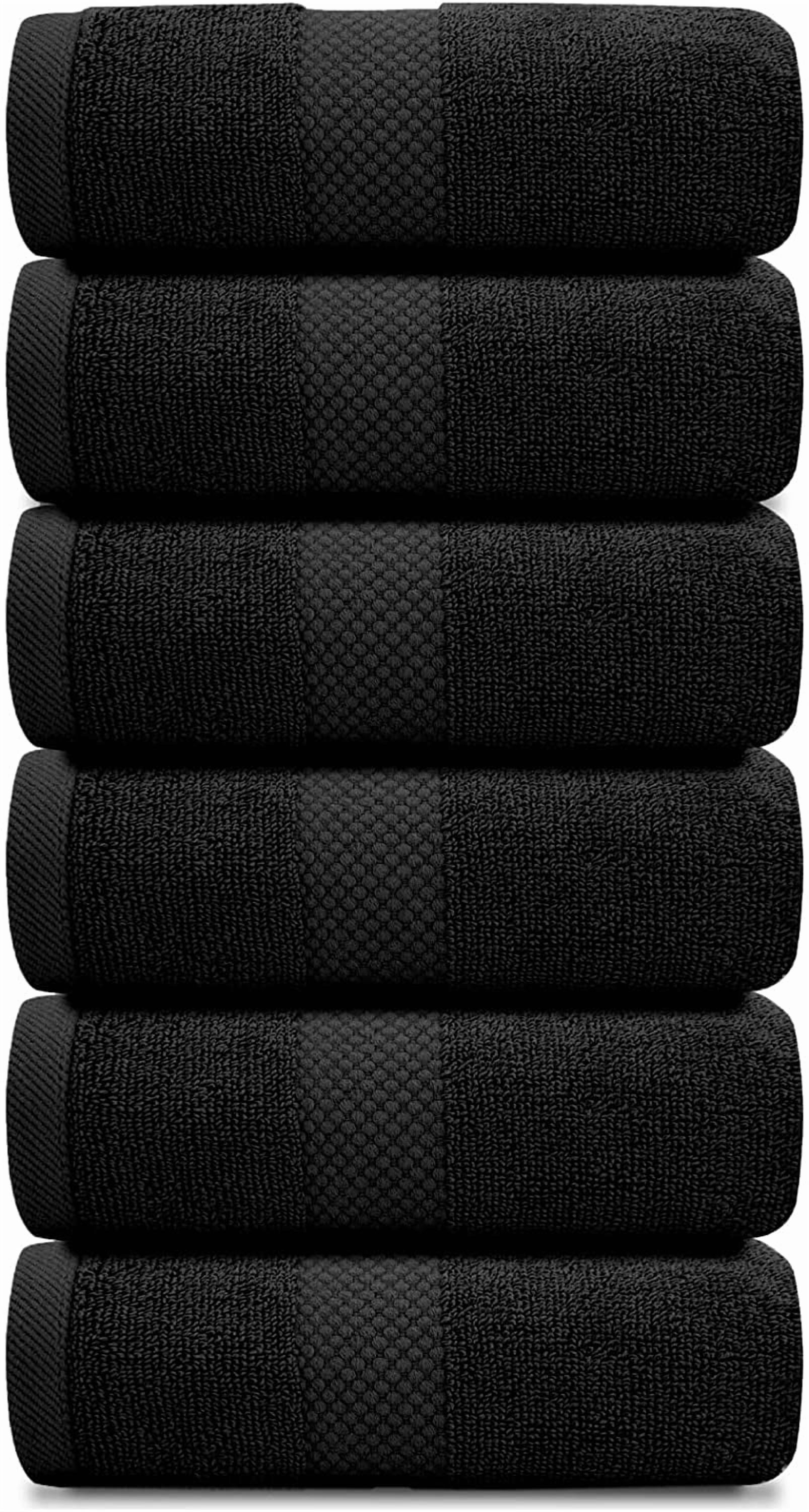 General Luxury Black Hand Towels - Soft 100% Turkish Cotton | Highly Absorbent Hotel spa Bathroom Towel Collection | 16x30 Inch | Set of 6