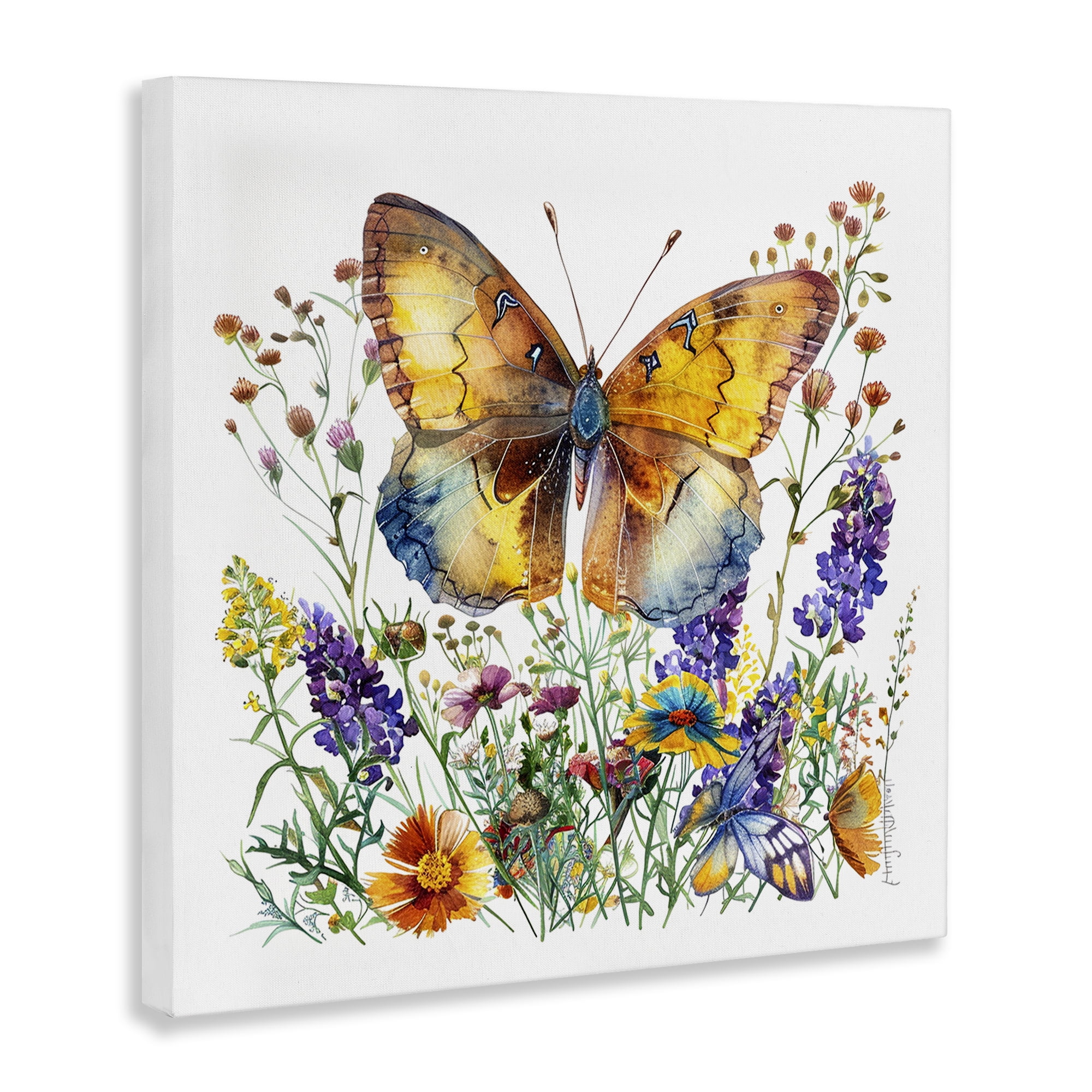Stupell Industries Mixed Butterfly Garden Insects Painting Wrapped Canvas Art Print Wall Art, 36 x 36