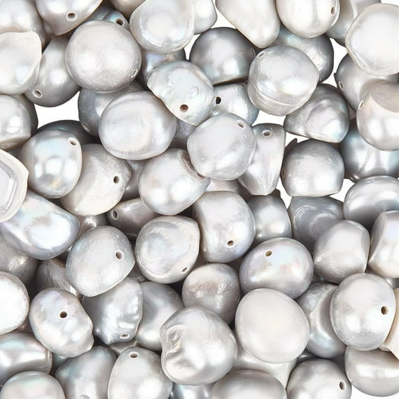 1 Box 100PCS Silver Grey Natural Baroque Genuine Real Pearl Beads with Holes Irregular Freshwater Cultured Spacer Loose Pearls Bulk for Jewelry Making Bracelets Necklaces DIY Craft Supply