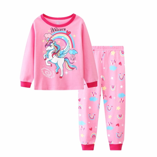 Conjunto de pijama informal con cuello redondo y estampado animal para niña, 2 piezas xuanjing unisex