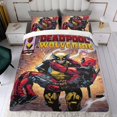thumbnail image 4 of Deadpool y Wolverine Conjunto de sábanas temático, trío de piezas, cómodo y amigable con la piel, diseño único, regalo de decoración para el hogar para familiares, amigos y fans,173cm *218cm, 4 of 6