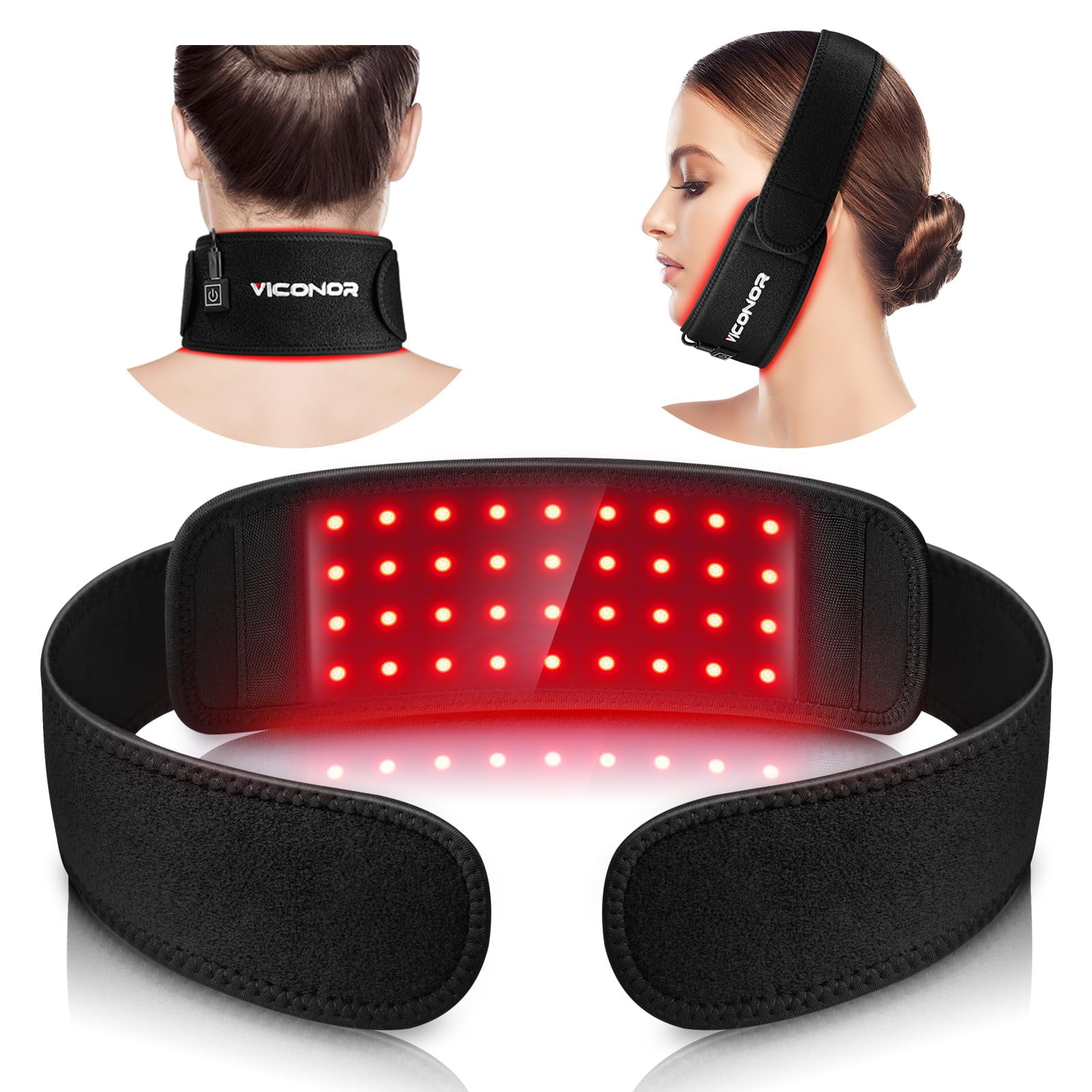 Wearable Near Infrared Light Therapy Belt for Neck with Timer - Chin Firming & Pain Relief for Body, Wrist, Legs