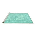 thumbnail image 2 of Ahgly Company Machine Washable Indoor Round Medallion Turquoise Blue Traditional Area Rugs, 6' Round, 2 of 4
