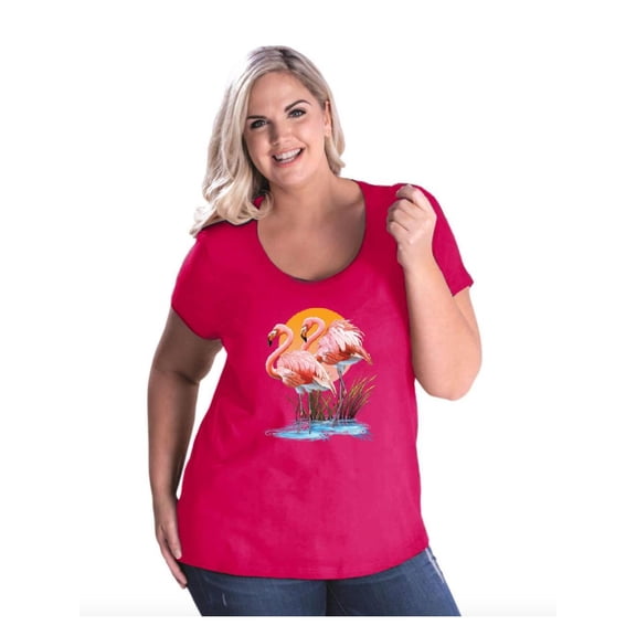 IWPF - Women's Plus Size Curvy T-Shirt - Flamingo