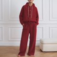 thumbnail image 2 of DHFJKG 2 Piece Outfits Mens Hoodies Linen Loose Fit Long Sleeve Button Front Shirt Pullover Wide Leg Pants Lightweight Casual Comfort Outfit, 2 of 7