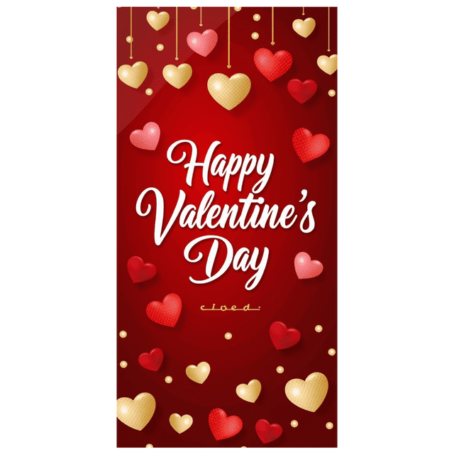 Valentine's Day Party Decoration Banner Heart Design Backdrop Event Photo Props Love Celebration Romance Gift Box Background