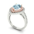 thumbnail image 2 of 2.48 ctw with Simulated Diamond Halo Accents Anniversary Ring for Women | Pear Cut Natural Aquamarine | Hyperallergenic Solid 14K White/Rose Gold, 2 of 5