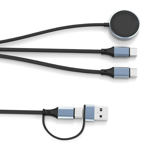 USB C Multiple Charging Cable 100W 5 in 1 Fast Charging for Phone Pad SmartWatch with Braided Cord