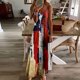 thumbnail image 2 of Vestido largo de playa ajustado con estampado de rayas sin mangas con cuello en V y cintura media a la moda para mujer del Día de la Independencia Pompotops  ghjkhdj8422, 2 of 5