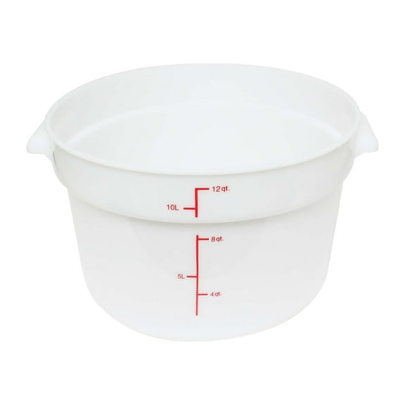 Excellante 12 quart round food storage container, pp, white, NSF certified, comes in each