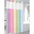 thumbnail image 4 of Rainbow Stripes No Hook Shower Curtain Waterproof,Bathroom Curtains with Snap in Liners and See Through Top Window,Modern Colorful Cream Striped Aesthetics Hotel Bathtub Curtains Shower 54"Wx78"L, 4 of 8