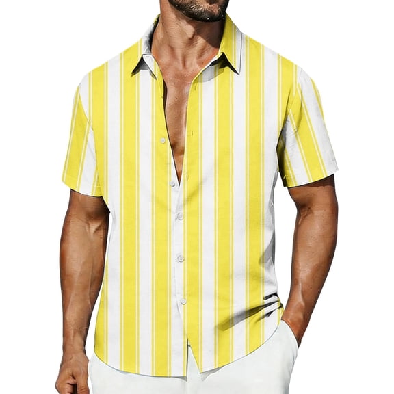 Klisyaur Mens Summer Shirts Button down Short Sleeve Causal Athletic Vintage Beach Vacation Business Tee Tops S-5XL