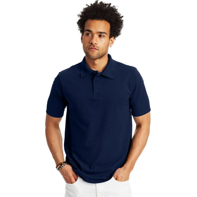 Hanes pour Hommes FreshIQ Polo Piqué X-Temp, S, Marine