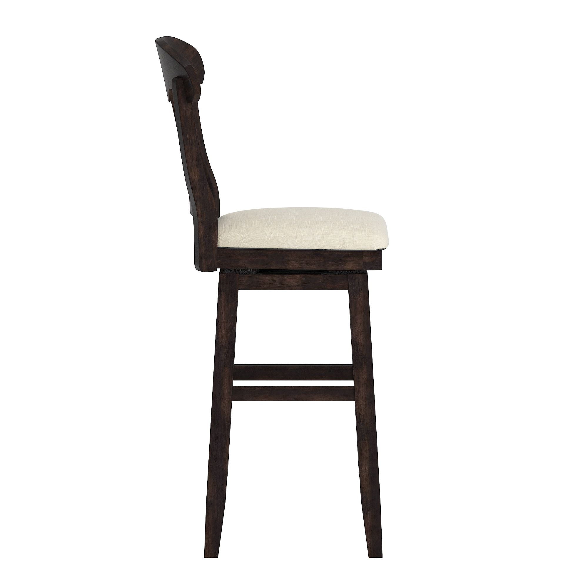 Weston Home Sheena Napoleon Back Bar Height Wood Swivel Stool, Antique Black