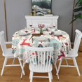 thumbnail image 2 of Multicolor Christmas Deer Pattern Round Tablecloth 60"x60",Wrinkle Wipeable Table Cloth for Kitchen Dining Room Picnic Patio Party, 2 of 6