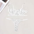 thumbnail image 2 of JSGEK Women Lace Trim Deep V Neck Chemise Dress Flared Silhouette Adjustable Spaghetti Straps Lingerie Set White M, 2 of 6
