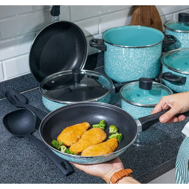Batería de Cocina Cinsa Granito Jade Menta De 10 Piezas Walmart