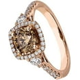 thumbnail image 2 of beryl_creation 1.50 Ct Round Cut Brown Diamond Wedding Engagement Halo Ring 14K Rose Gold Plated 925 Sterling Silver For Women's -8.5, 2 of 3