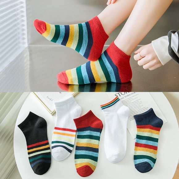 Nvzi-c 5 pairs of Womens Cotton Crew Socks, Thin Soft Comfort Breathable Dress Socks, Above Ankle Crew Socks for Business, Casual,(A01)
