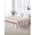 thumbnail image 5 of Red Striped Twim Size Flat Sheet, Wrinkleproof & Fadeproof Cooling Flat Bed Sheet Only, Rustic Red Stripe Modern Art Beige Breathable Soft Bedding Top Sheets 66 x 96 Inches, 5 of 8