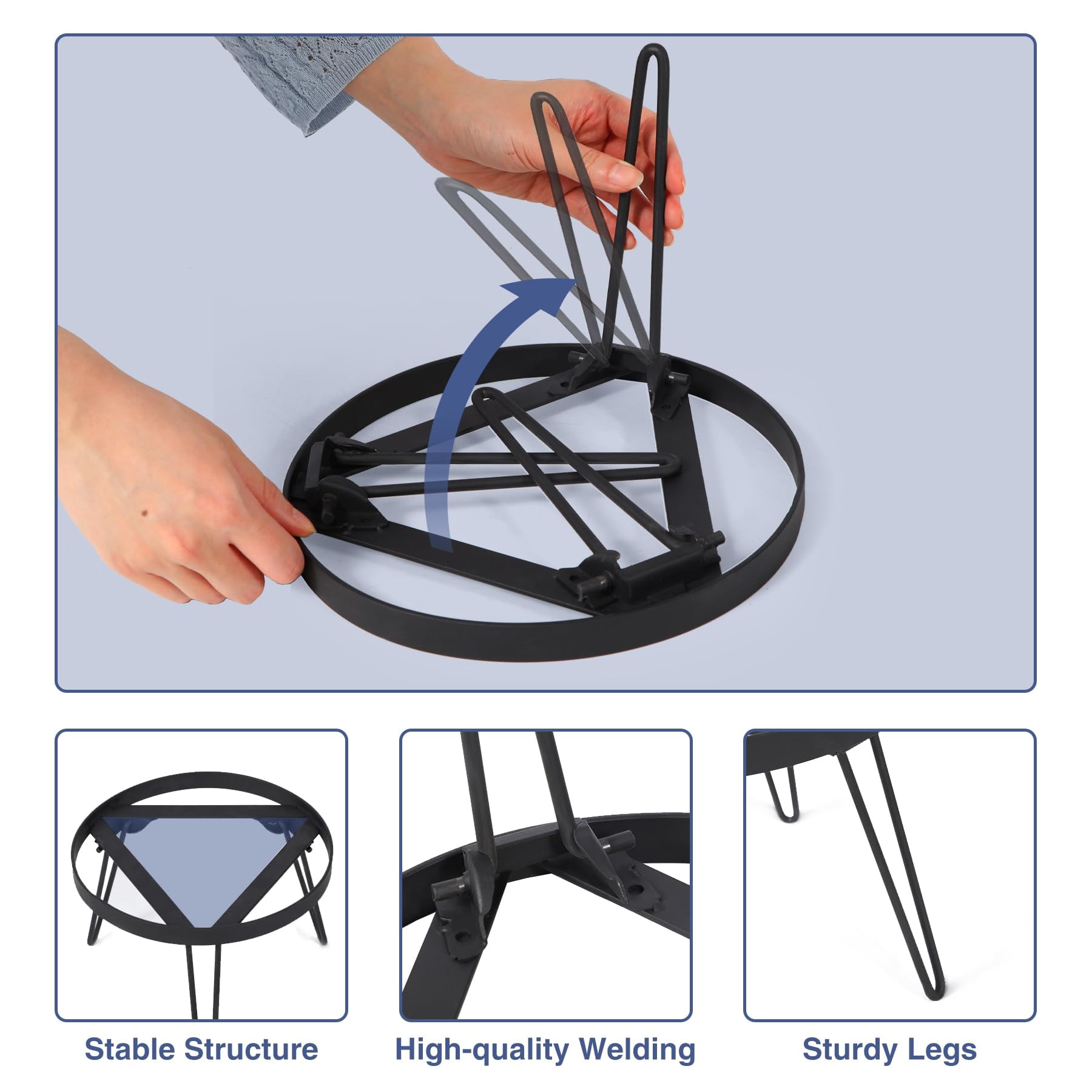 RedSwing Folding Campfire Tripod for Cooking, Portable Camping Tripod Stand for Solo Stove Bonfire Fire Pit, Dutch Oven, Open Fire, Iron Black