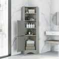 thumbnail image 4 of AENKYO Tall Corner Cabinet with Doors & Adjustable Shelves, Elegant Bathroom Storage Cabinet, Gray, 4 of 9