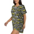 thumbnail image 2 of "Wukai Modern Yellow Excavator Women's Pajama Set - Short-Sleeve Top and Shorts with Elastic Waistband and Pockets for Loungewear, Yoga, and Casual Wear-Small, 2 of 8