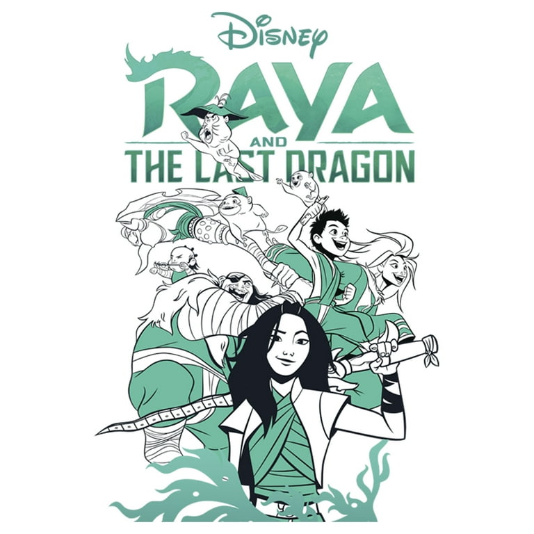 Men's Raya and the Last Dragon Characters in Action Graphic Tee