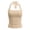 Khaki, variant on Womens Halter Neck Crop Top Sleeveless Backless Slim Fit Tank Shirt Casual Club Streetwear Top for Summer Parties Red XS