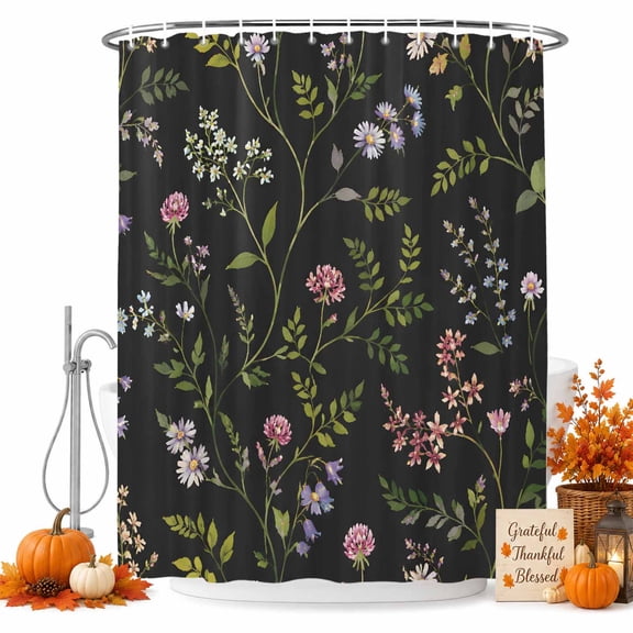 Spring Floral Shower Curtain, Waterproof Shower Curtains for Bathroom, Elegant Pastoral Flowers Farmhouse Washable Fabric Bathtub Curtain Set Bath Decor with 12 Hooks Stall 36"x72"