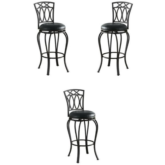 Home Square 29" Elegant X Back Metal Bar Stool in Black - Set of 3