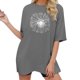 thumbnail image 1 of Gibobby Playera de Manga Corta con Cuello Redondo Camiseta cuello redondo para mujer, informal, holgada, manga corta, estampado girasol, patrón Simple(Gris,CH), 1 of 5