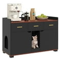 thumbnail image 5 of Dextrus Wood Cat Litter Box Enclosure with Drawers, Hidden Litter Box Cat Washroom with 2 Rooms, Black, 5 of 9