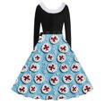 thumbnail image 3 of TIMIFIS Robes de Noël pour Femmes, Robes Maxi pour Femmes Robe Vintage de Vacances Manches Longues Col en V en Fourrure Robe Dos Nu, 3 of 3