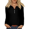 thumbnail image 2 of kytmyeq Women's Fashion Casual Printed V-neck Long Sleeve Button Up T-shirt Top, 2 of 5
