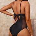 thumbnail image 3 of Traje de baño de una pieza de malla Bikini de una pieza de mujer de retazos de malla ahuecado encantador para la playa Negro S, 3 of 5