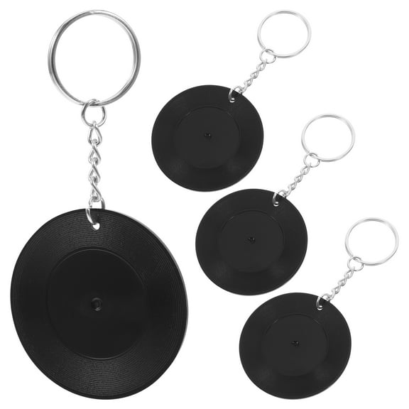 4 Pcs Record Coaster Keychain Purse Hanging Ornament Vinyl Ring Fob Mini Cell Phone Bookmarks