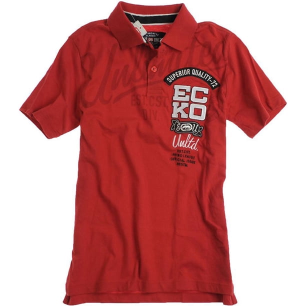 Ecko Unltd. Polo de rugby con bloque numérico Ss Script para hombre, rojo, extragrande