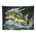 thumbnail image 5 of Creowell Bass Fish Tapestry Wall Hanging Beautiful Sage Color Fish Jumping Out Sea Large Backdrop Thickened Fabric Aesthetic Wall Background Painting, 5 of 6